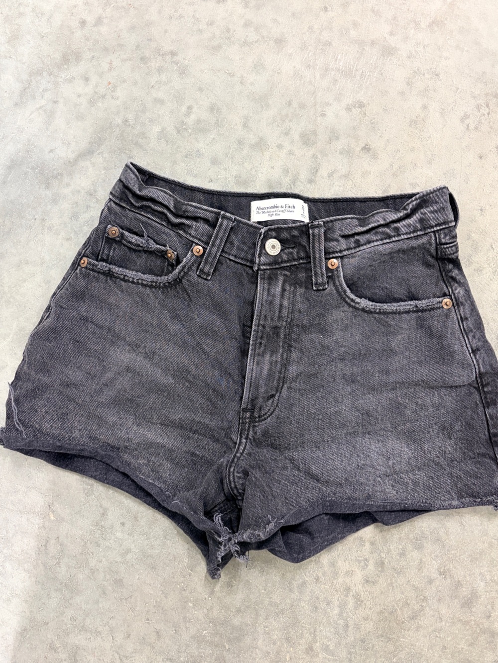 Abercrombie & Fitch Women's Washed Black High-Rise Denim Shorts